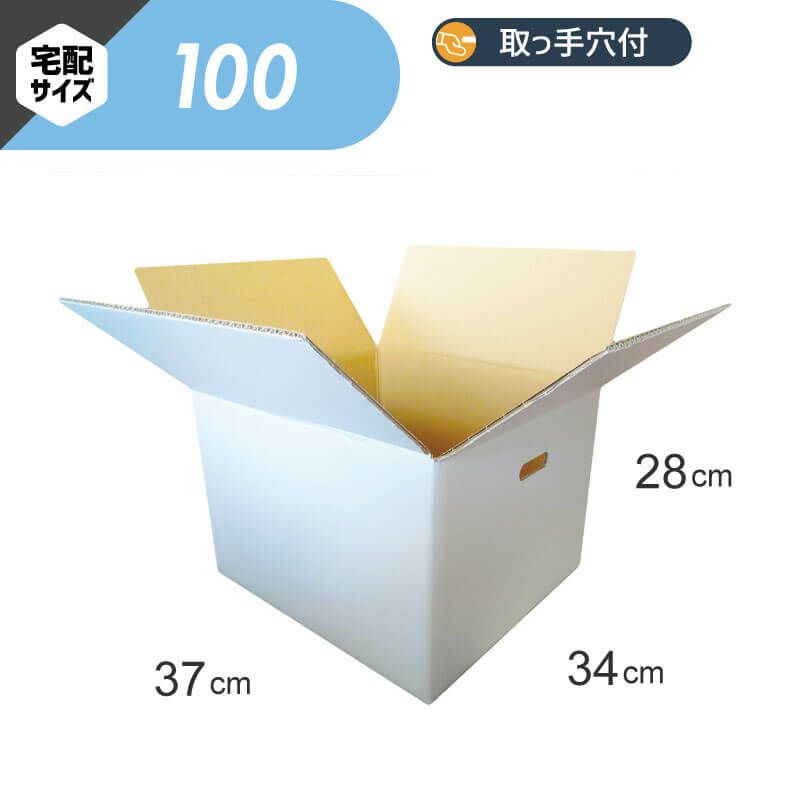 【サイズ:10枚セット】ボックスバンク ダンボール（段ボール箱）100サイズ 白